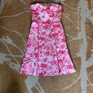 Ann Taylor Pink Strapless A-Line Dress Wedding Guest